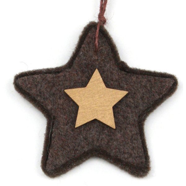 Χριστουγεννιάτικo Κρεμαστό Αστέρι, με Ξύλινο Αστέρι (10cm)